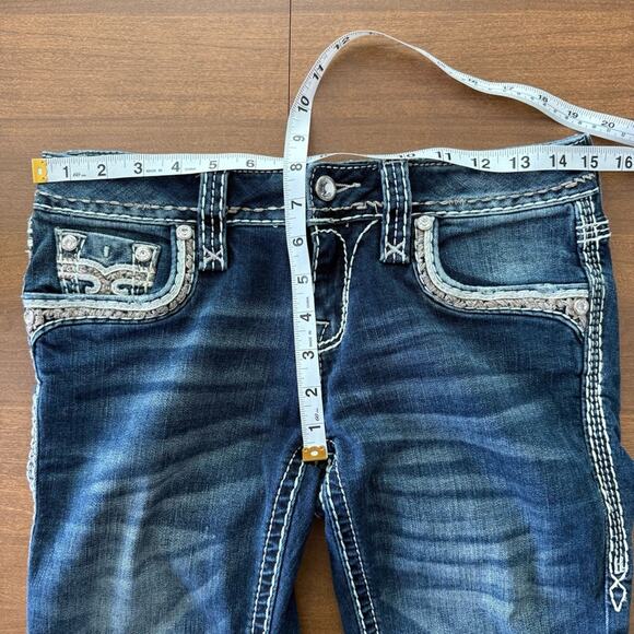 Rock Revival | Womens Yadra Straight Stretch Jean Dark Wash Embellished Denim 26 - Picture 10 of 10